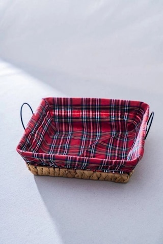 Acar Rustika Nomia Kare Hasır Ekmek Sepeti 26.5 X 26.5 X 7 Cm Çok Renkli