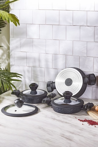 Karaca  Biodiamond Antibakteriyel Kulp İndüksiyon Tabanlı 6 Parça Sahan Seti