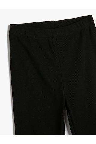 Koton Basic İspanyol Paça Pantolon Beli Lastikli Siyah 4wkg40029ak Siyah