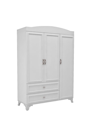Baby Darling %100 Mdf Lisa 135cm 3 Kapaklı Dolap Beyaz Beyaz