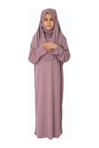 Yeni Gül Kurusu Cocuk Fermuarsız Namaz Elbisesi Gülkurusu
