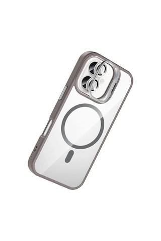 Gld-spt- Joko Apple Uyumlu iPhone 16 Remim Lensli Magsafe Standlı Kapak - Titan Gri