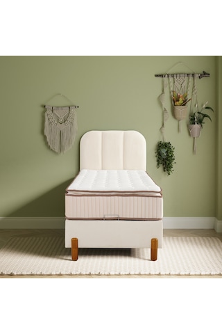 Bohem Tek Kişilik Sandıklı Baza + Pocket Pedli Yatak + Bohem Başlık 3 Lü Set Konuma Özel Teslimat 90 x 190 CM