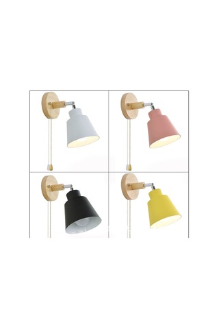 Modern Minimalist Macaron Başucu Duvar Lambası Ahşap Renk All5270819 Diğer