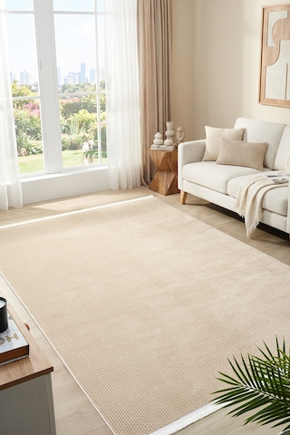 Mariesse Home Agra Serisi Akrilik Dokuma Salon Mutfak Yolluk Makine Halısı Mono 889 Bej