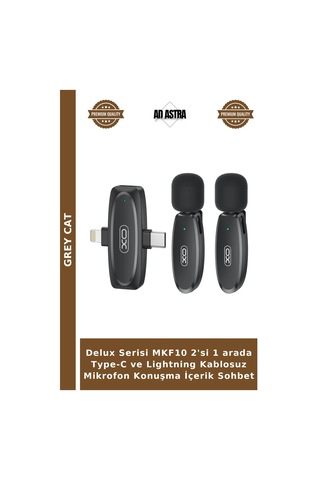 Delux Serisi Mkf10 2'si 1 Arada Type-c Ve Lightning Kablosuz Mikrofon Konuşma İçerik Sohbet