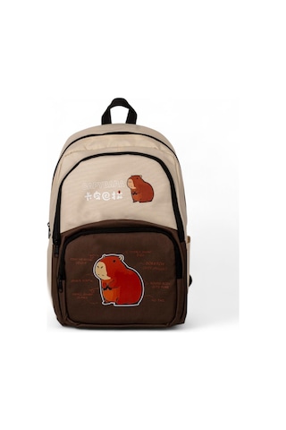 Sincap Baskılı Çocuk Unisex Krem Kahve Sırt Çantası Pwcnt015 Krem Kahve