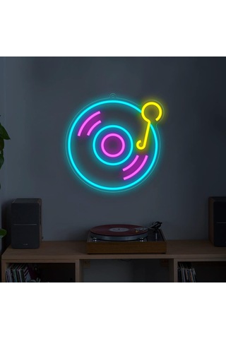 Müzik Plağı Neon Led Tabela Dekoratif Aydınlatma
