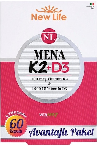 Newlife Mena K2 + D3 Vitamini 60 Kapsül
