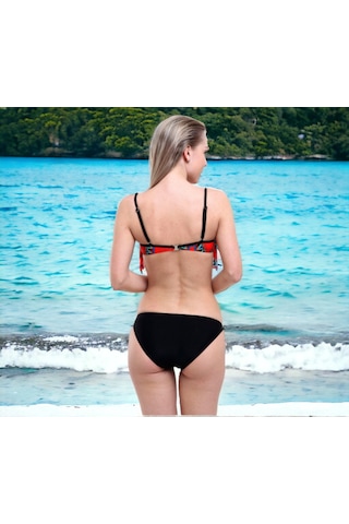 Shopiolog Desenli Püsküllü Straplez Bikini