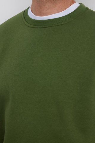 Tudors Unisex Relax Fit Rahat Kesim Pamuklu Yumuşak Dokulu İçi Polarlı Basic Yeşil Bisiklet Yaka Sweatshirt-37019 Yeşil