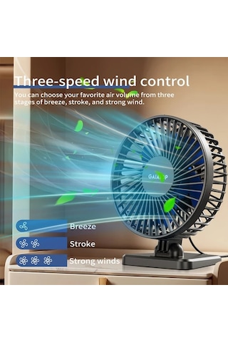 Zhanglei001 Gaıatop Kompakt Masaüstü Fanı Siyah Ve Mavi 3 Rüzgar Hızı Sessiz Taşınabilir Mini Fan Ofis Yatak Odası Seyahat Açık Hava