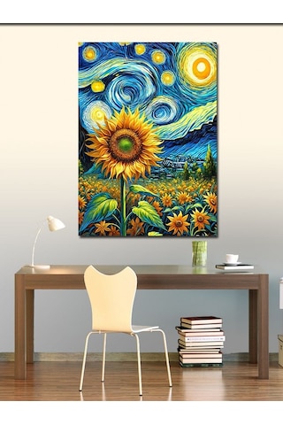 Kanvas Tablo Van Gogh Tarzı Ayçiçeği 100cmx140cm