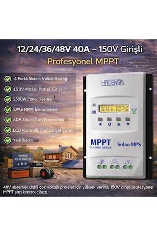 Havanesis Solar-40amps-150 12/24/36/48v 40a Mppt Şarj Kontrol Cihazı S40amps150
