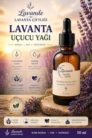 Lavande Lavanta Çiftliği Lavanta Yağı L. İntermedia Cam Damlalıklı 50 ML