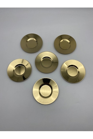 6'lı Gold Paslanmaz Çelik Çay Tabağı Seti Pasct01 Gold