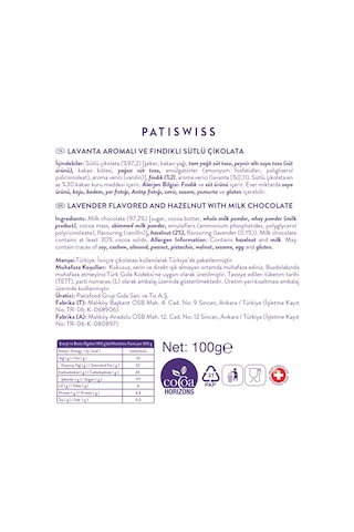 Patiswiss Anneler Günü Lavanta Aromalı Ve Fındıklı Sütlü Çikolata 100 G