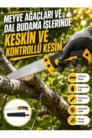 Shnstore Kılıflı Budama Bahçe Testeresi 270 Mm Düz Bıçaklı Shntknd0720