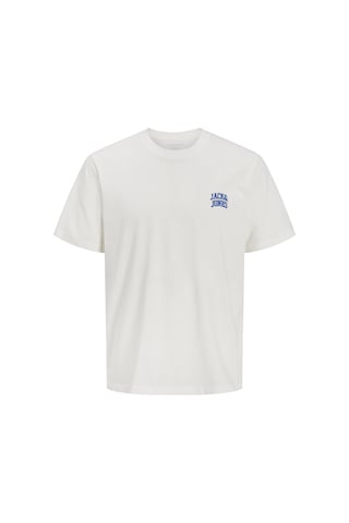 Jack & Jones Erkek Bisiklet Yaka Gögüs Baskili Tisört - Noge - 12310399 Beyaz