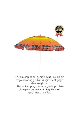 Dayanıklı Katlanabilir Fiber Tel Büyük Boy 170cm Deniz Bahçe Balkon Piknik Kamp Güneş Plaj Şemsiyesi Diğer