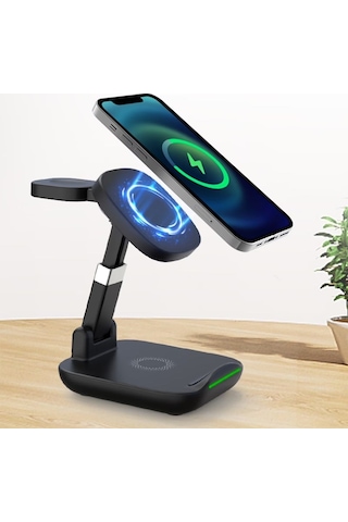 3-in-1 15w Kablosuz Şarj İstasyonu Telefon, Kulaklık Ve Akıllı Saat İçin Hızlı Wireless Charging Stand-1543