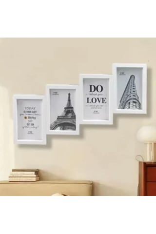 Çoklu Fotoğraf Çerçevesi Mdf Ahşap Modern Kolaj Çerçeve Fotoğraf Tutucu 4 Fotoğraf 10x15cm Beyaz Renk