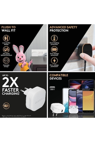 Duracell 12W 1XUSB Telefon/Tablet Şarj Cihazı Siyah