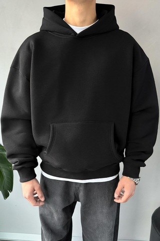 Flaw Basic Oversize Hoodie Siyah Sİyah