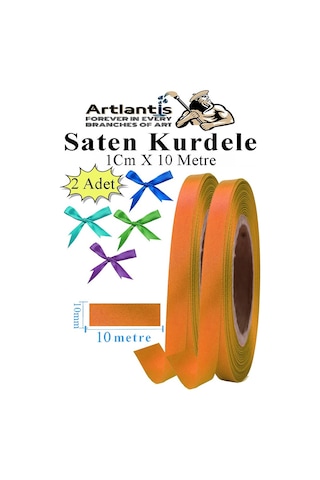 Turuncu Kurdele Saten 1 Cm 10 Metre 2 Adet Saten Kurdela Parlak Hediye Ve Süsleme Şeridi Süs Paketleme Çiçek Saç El