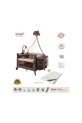 Holmer Yatak Hediyeli Coolstyle Maxi Cibinlikli Dönenceli Anne Yanı Park Yatak 70x110cm + Yatak