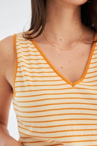 Peraluna Paru Top & Shorts Pamuklu Yazlık Kadın Triko Şort Takım Bej - Turuncu