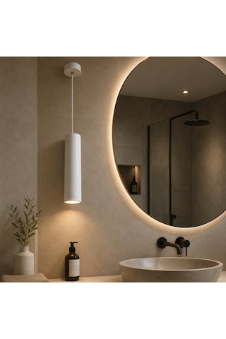 Dekoratif Metal Sarkıt 23 Cm Texture Siyah-beyaz Yatak Başı Ayna Yanı Günışığı Ampullü
