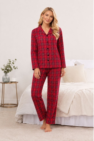 Kadın Ekose Desenli Pijama Takımı Lacivert - Kırmızı
