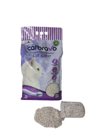 Catbravo Doğal Bentonite- Süper Topaklanan Lavanta Kokulu Kedi Kumu 10 Lt