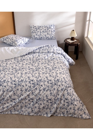 Madame Coco Marcelline Çift Kişilik %100 Pamuk Ranforce Baskılı Çarşaflı Nevresim Takımı - Lacivert 8684427334430 Çok Renkli