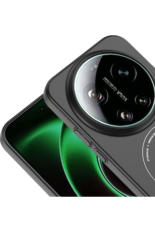 Maks Technology Mi 17 Ultra Kılıf M-safe Şarj Özellikli Kamera Korumalı Mkst Elio Sert Pc Kapak - Siyah
