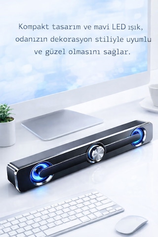 Sada V-111 Güçlü Baslı Kablolu Soundbar Usb Tv Pc Stereo Ses Sistemi 3.5mm