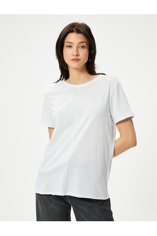 Koton Basic Tişört Bisiklet Yaka Kısa Kollu Standart Kesim Beyaz 4sak50147ek Beyaz