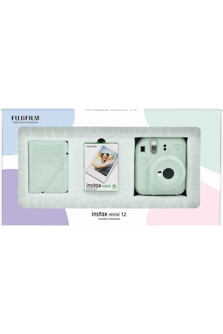 Fujifilm Instax Mini 12 Fotoğraf Makinesi + 10'lu Film + 28'li Mini Albüm Yeşil