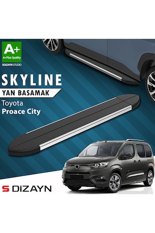 S-dizayn Toyota Proace City Kısa Şase Skyline Krom Yan Basamak 203 Cm 2018 Üzeri A+ Kalite