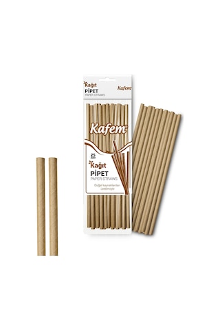 Kafem Kraft Kağıt Pipet 19.5 CM 10 x 25'li
