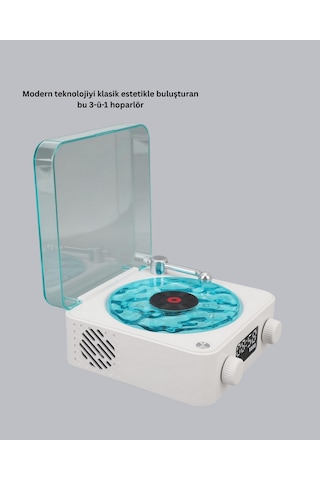 3-ü-1 - 241 - Gece Işığı Bluetooth Hoparlör Dijital Saat Vintage Plak - Dpmıx-hb - Çalar Tasarımlı