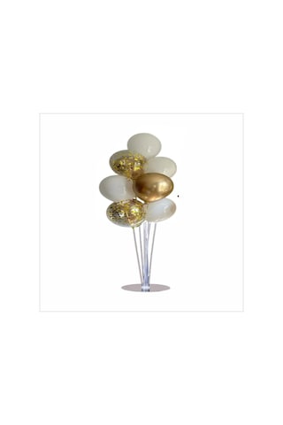 Ayaklı Balon Standı 7li Set, Toplam 7 Adet Gold, Deniz Kumu, Şeffaf Balon Seti Çok Renkli