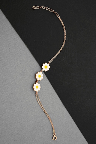 Gümüş Üçlü Rose Papatya Dizisi Bileklik - B076401