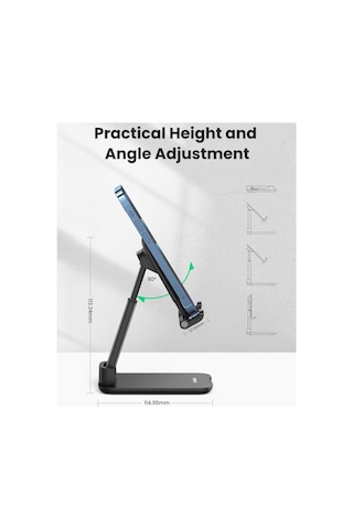 Ugreen Katlanabilir Çok Açılı Yükseklik Ayarlı Telefon Standı, Siyah, 20435