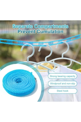 Kalınlaştırılmış Çamaşır İpi Kaymaz Rüzgar Geçirmez Çamaşır Askısı İpi Taşınabilir Ev Çamaşır Malzemeleri Kamp Aksesuarları Rastgele Renk Pembe