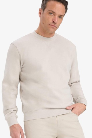 Defacto %100 Pamuk Regular Fit Bisiklet Yaka Sweatshirt E8339ax25aubg766 Bej