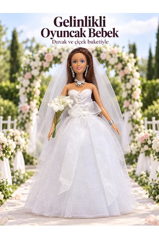 Halley Gelinlikli Moda Oyuncak Bebek - Duvaklı & Buketli - Kızıl Uzun Saçlı Halley Gelinlikli Moda Oyuncak Bebek - Duvaklı & Buketli - Kızıl Uzun Saçlı