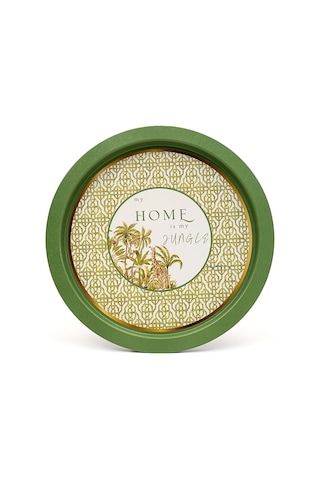 Forrest Green Home Desenli Yuvarlak Metal Tepsi, 37 Cm