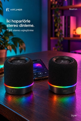 Spbtrn-001 Beatron Manyetik Ayrılabilir Bluetooth 5.4 Hoparlör 2 5 W, Tws, Tf Kart, Işıklı Siyah